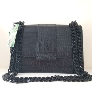 NWT Black on Black Badgley Mischka Croc Bag